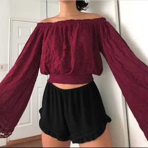 Burgundy Forever 21 off the shoulder top